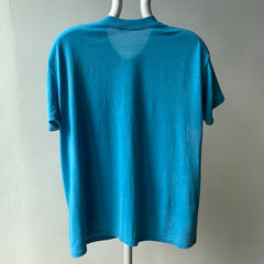 1980s Triangle Pocket Dream Boat Turquoise (Faded) T-Shirt