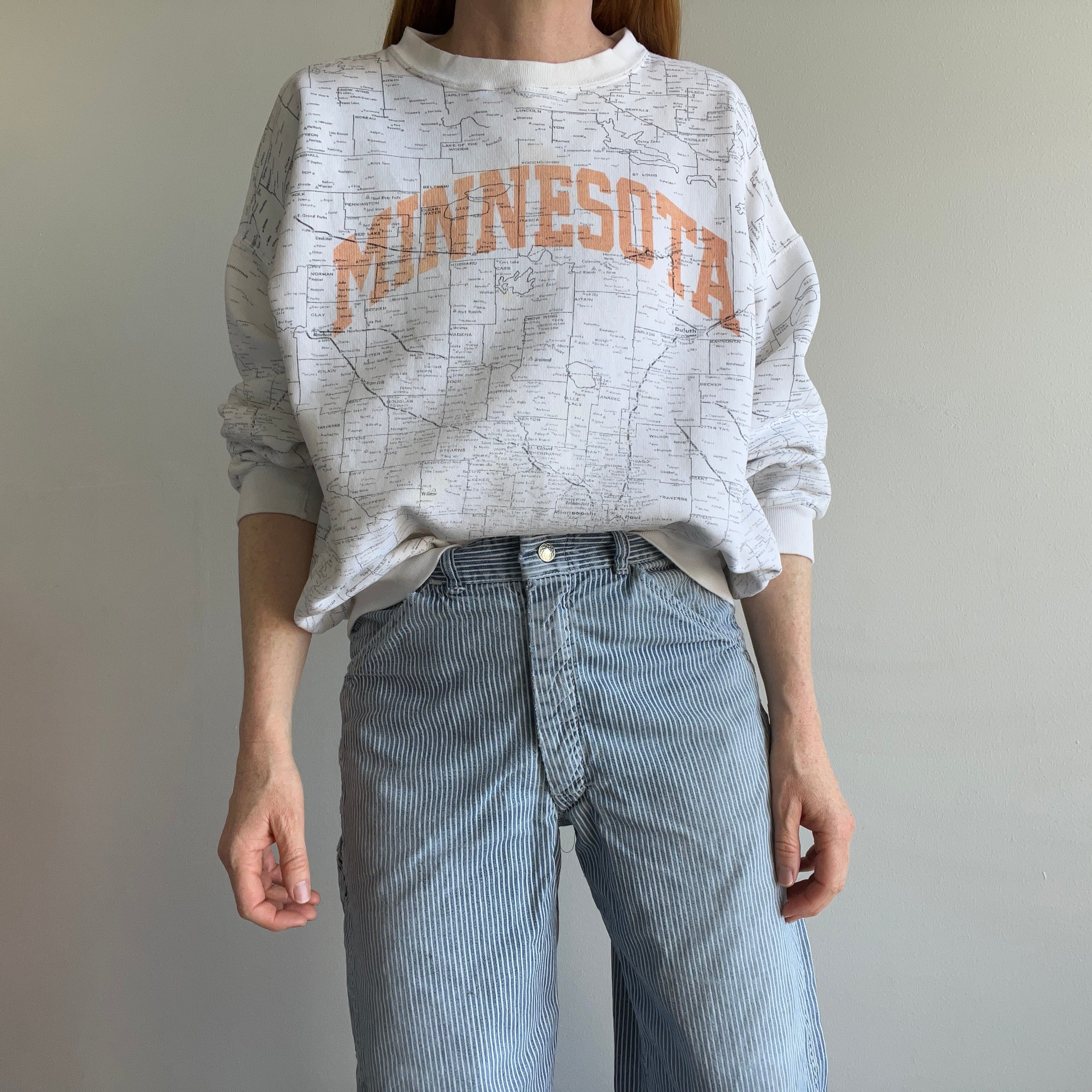 1990s Minnesota Map Sweatshirt - Staining