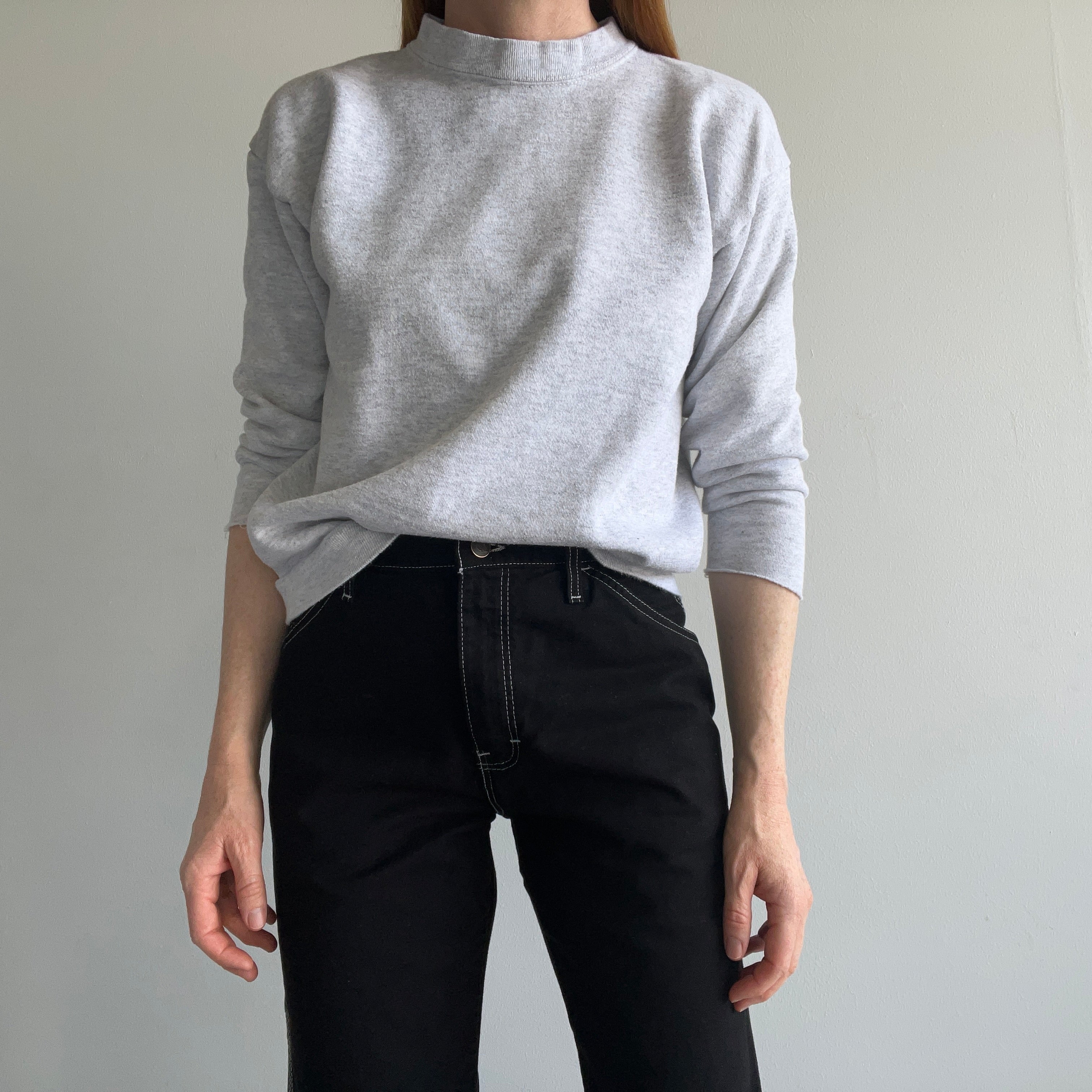 1980s Blank Gray Sweatshirt with the Cuffs Cut Off by Tultex