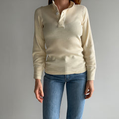 1980s Army Issued Ivory Henley Long Sleeve