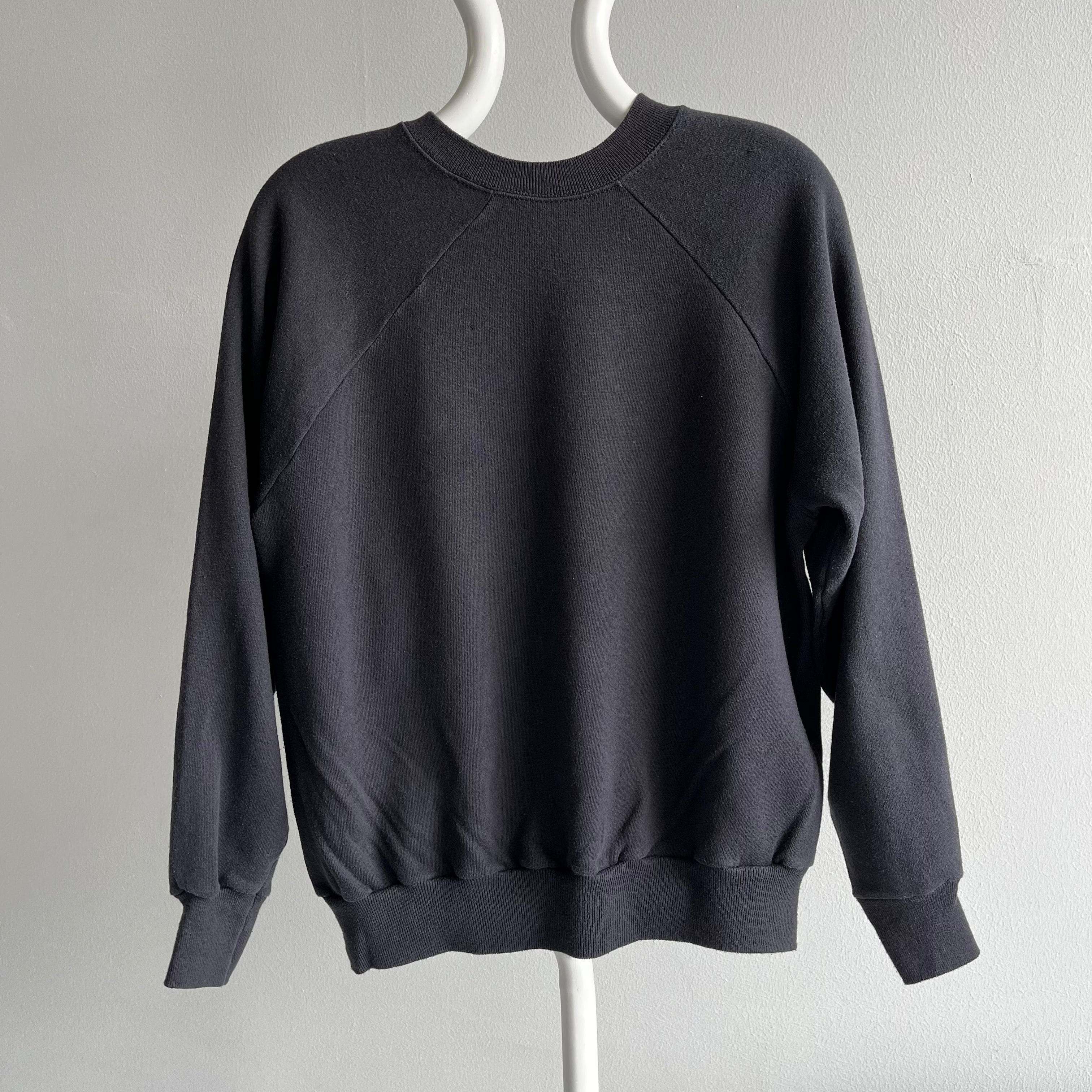 1980s Blank Black Raglan Sweatshirt