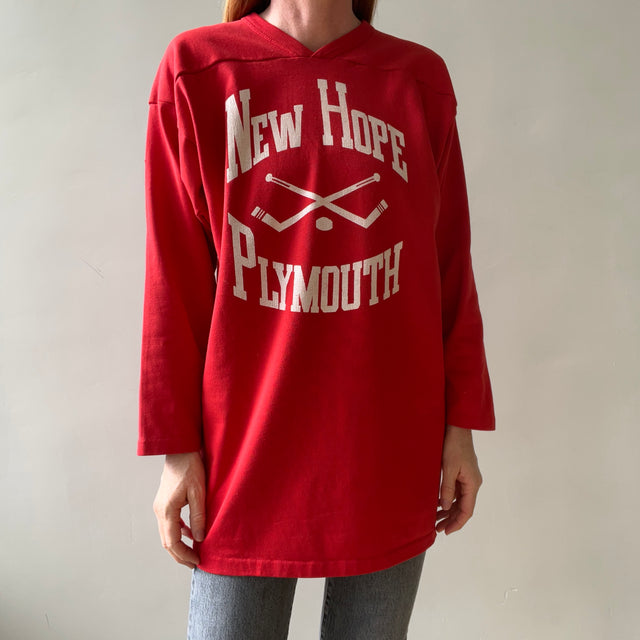 1980s New Hope Plymouth Long Sleeve Hockey T Shirt !!!!!!