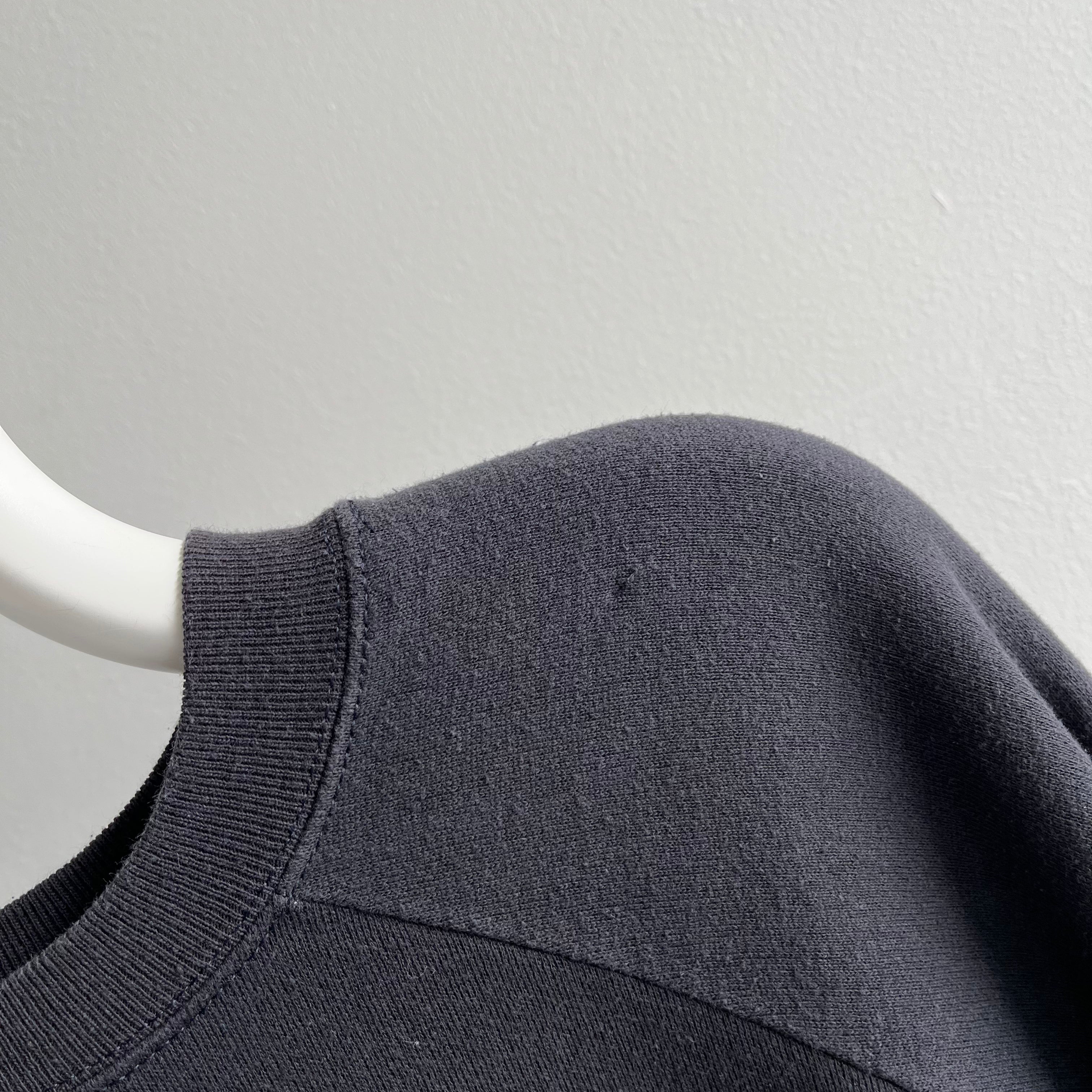 1980s Blank Black Raglan Sweatshirt