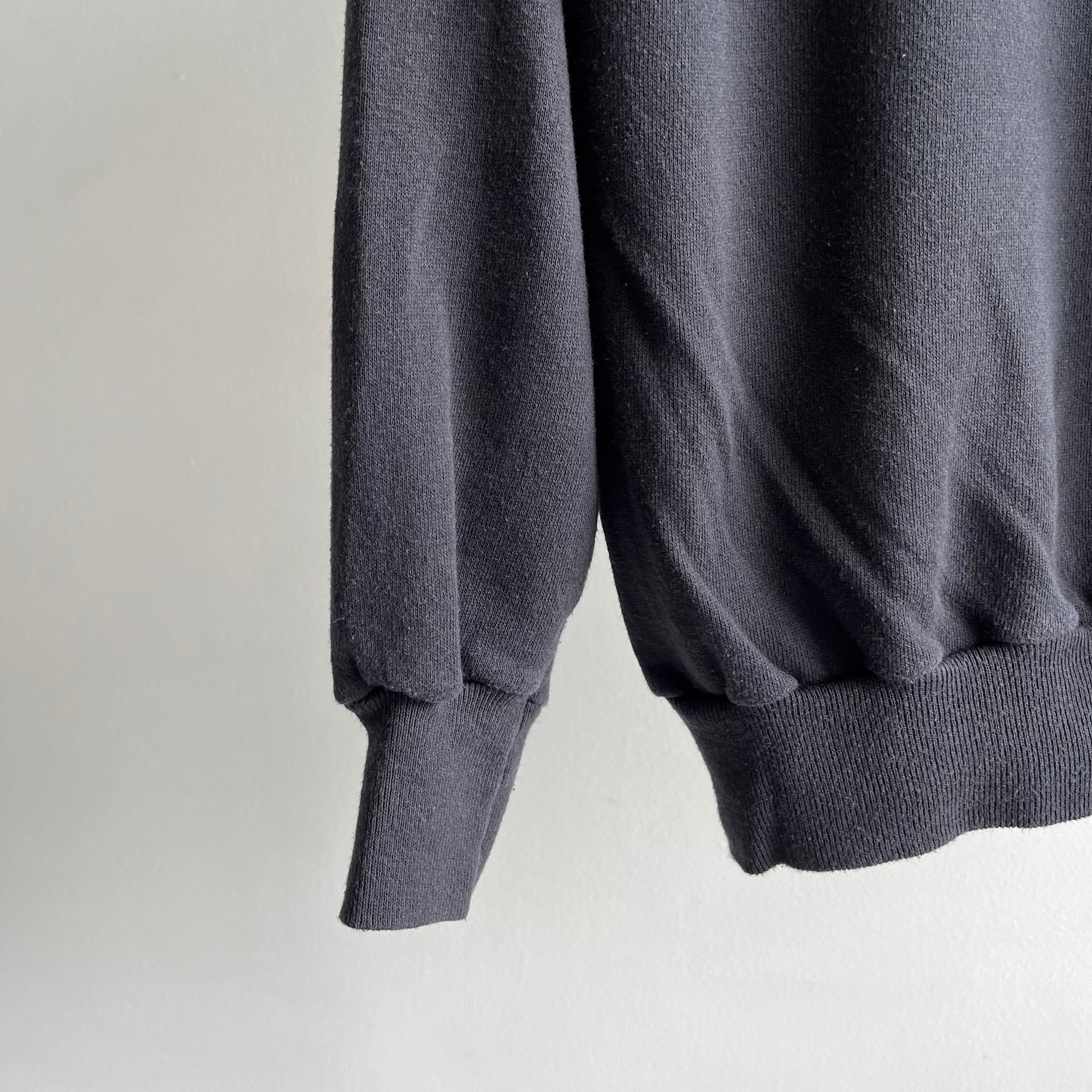 1980s Blank Black Raglan Sweatshirt