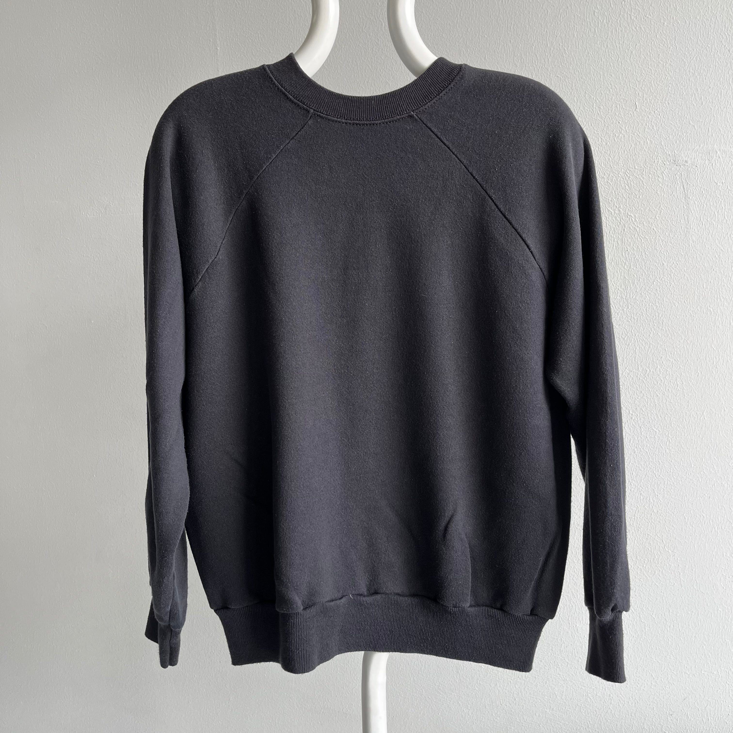 1980s Blank Black Raglan Sweatshirt