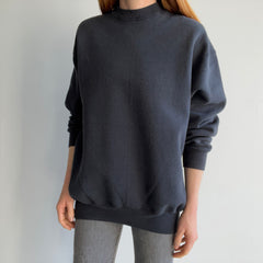 1990s BVD Blank Larger Faded Black Sweatshirt - USA Made