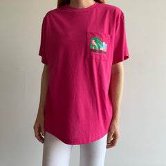 1980s Paradise Bay Hot Pink Pocket T-Shirt