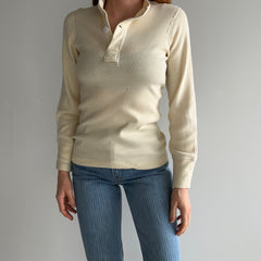 1980s Army Issued Ivory Henley Long Sleeve