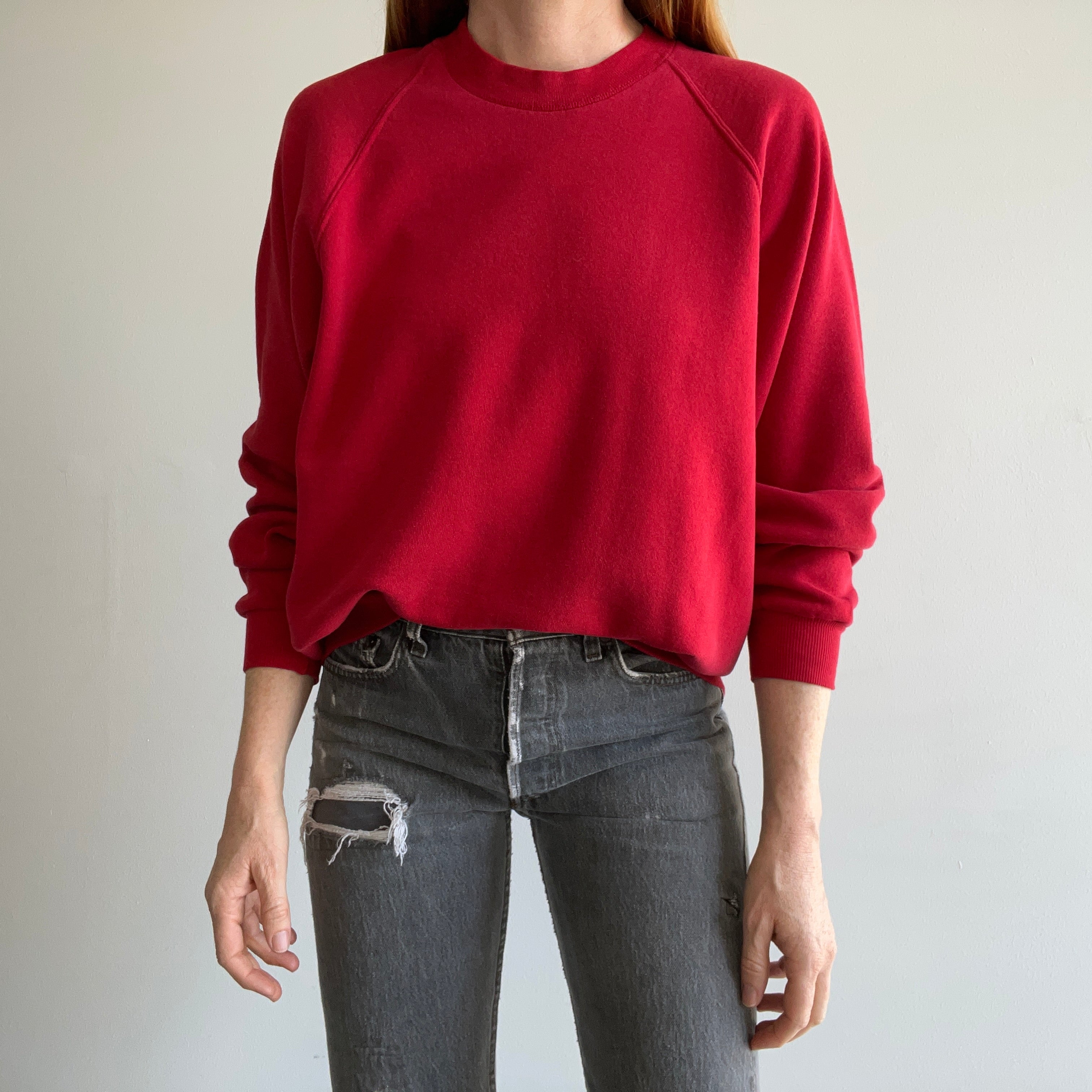 1980s Blank Red Jerzees Raglan Sweatshirt