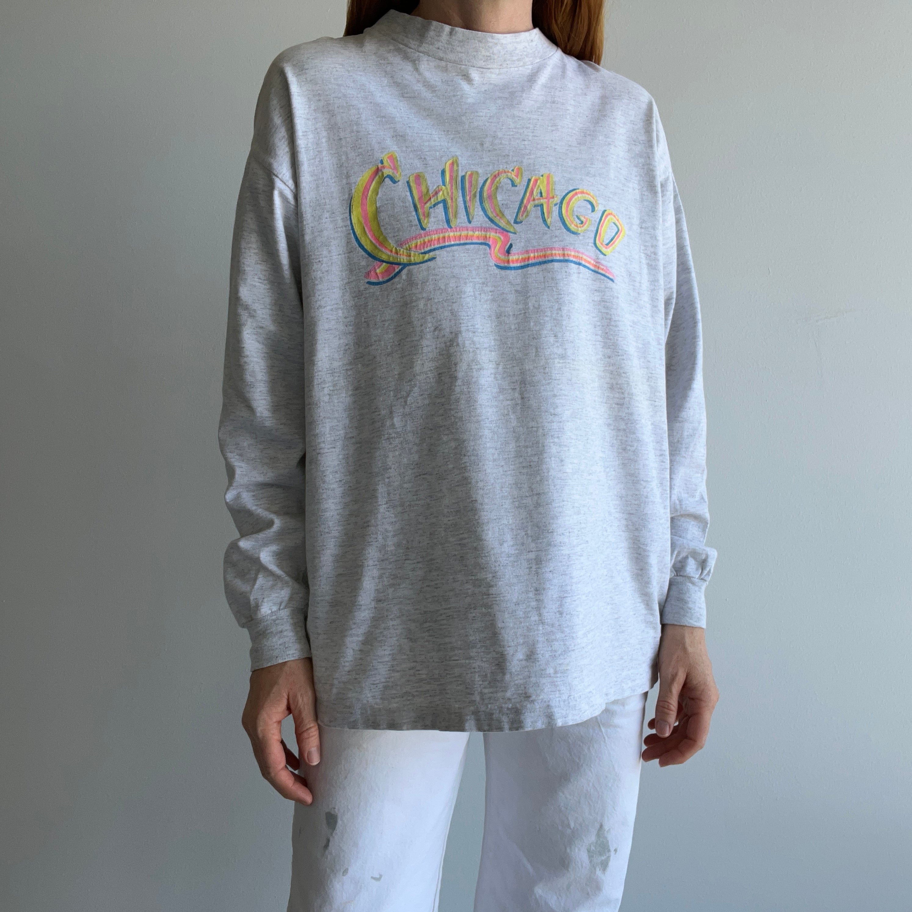 1980s Chicago Long Sleeve Cotton T-Shirt