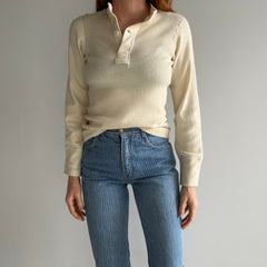1980s Army Issued Ivory Henley Long Sleeve