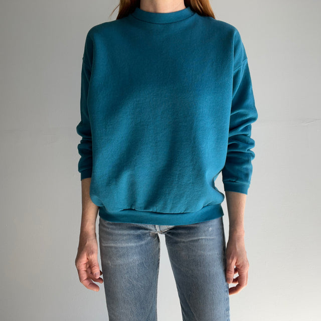 1990s Tultex Deep Teal/Turquoise Sweatshirt