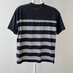 1980s Black and Grey Striped T Shirt