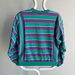 1980s Adrianne Rose Dolman Shorter Long Sleeve Striped Delight!