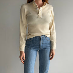 1980s Army Issued Ivory Henley Long Sleeve