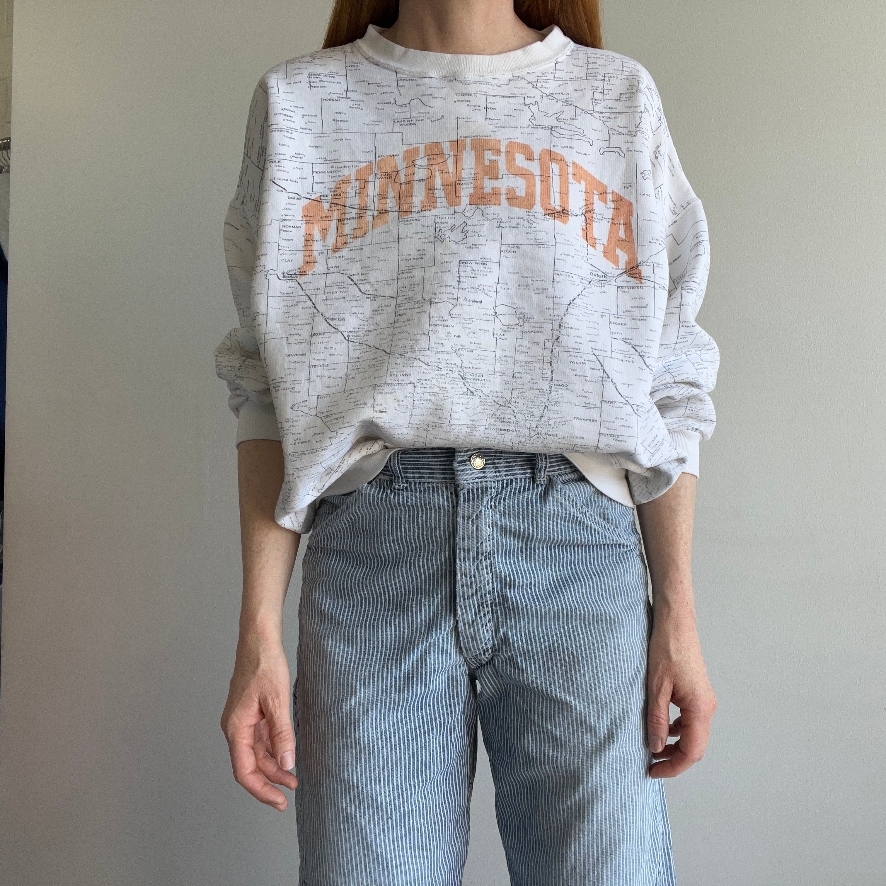 1990s Minnesota Map Sweatshirt - Staining