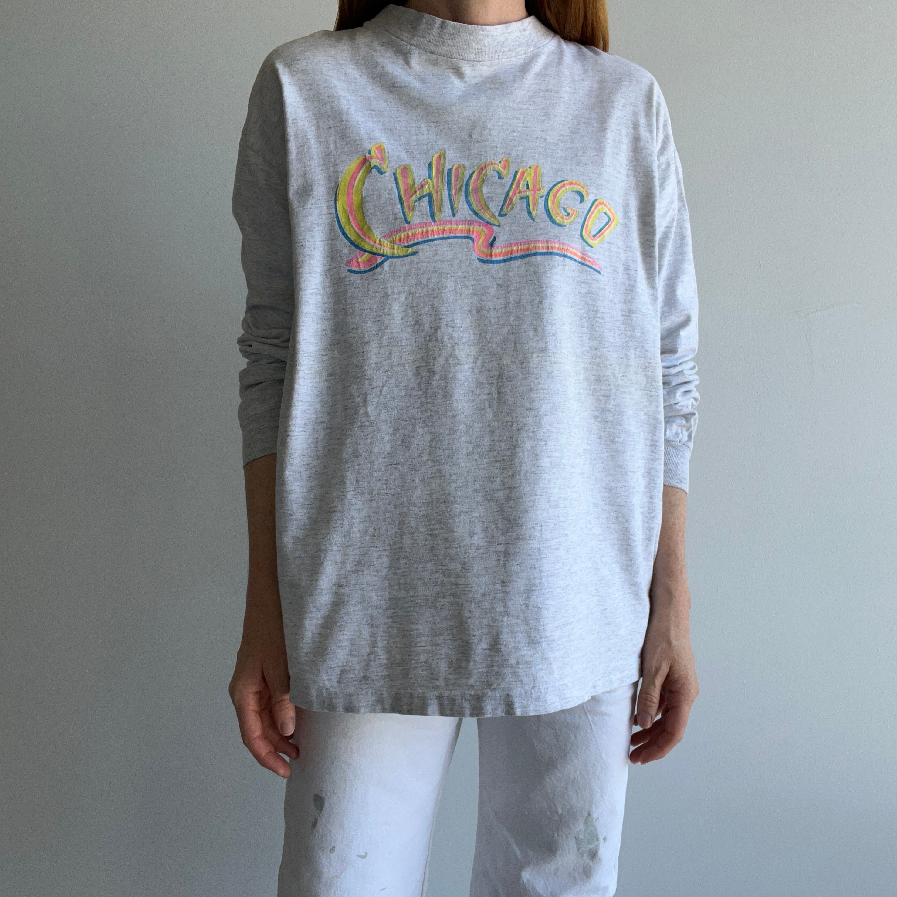 1980s Chicago Long Sleeve Cotton T-Shirt