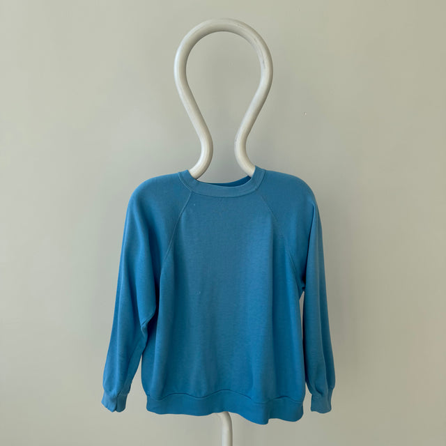 1970/80s Thin and Slouchy Sky Blue Sweatshirt - !!!!