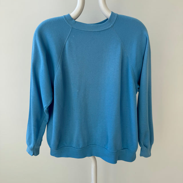 1970/80s Thin and Slouchy Sky Blue Sweatshirt - !!!!