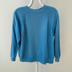 1970/80s Thin and Slouchy Sky Blue Sweatshirt - !!!!