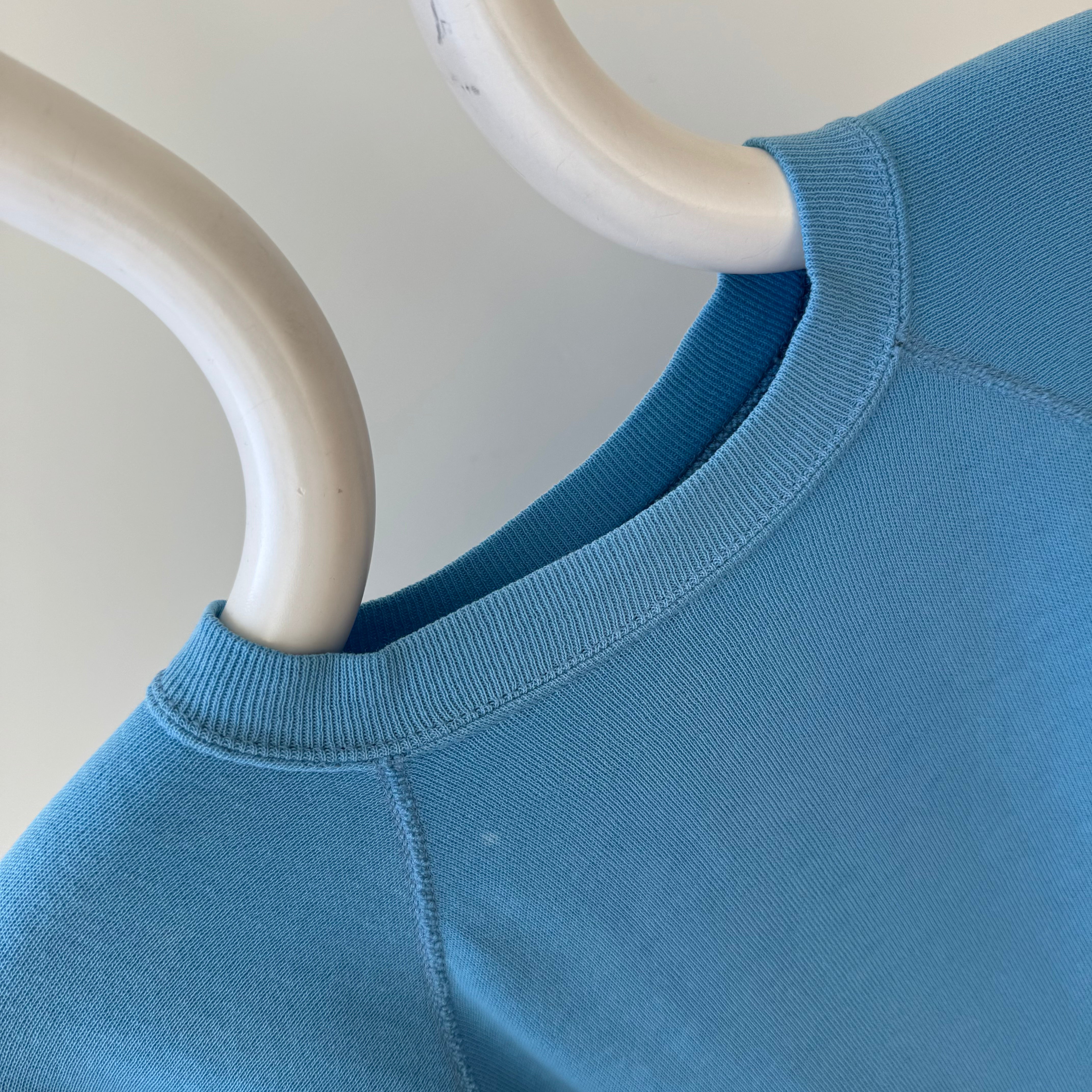 1970/80s Thin and Slouchy Sky Blue Sweatshirt - !!!!