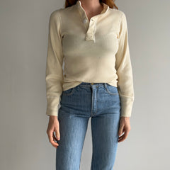 1980s Army Issued Ivory Henley Long Sleeve