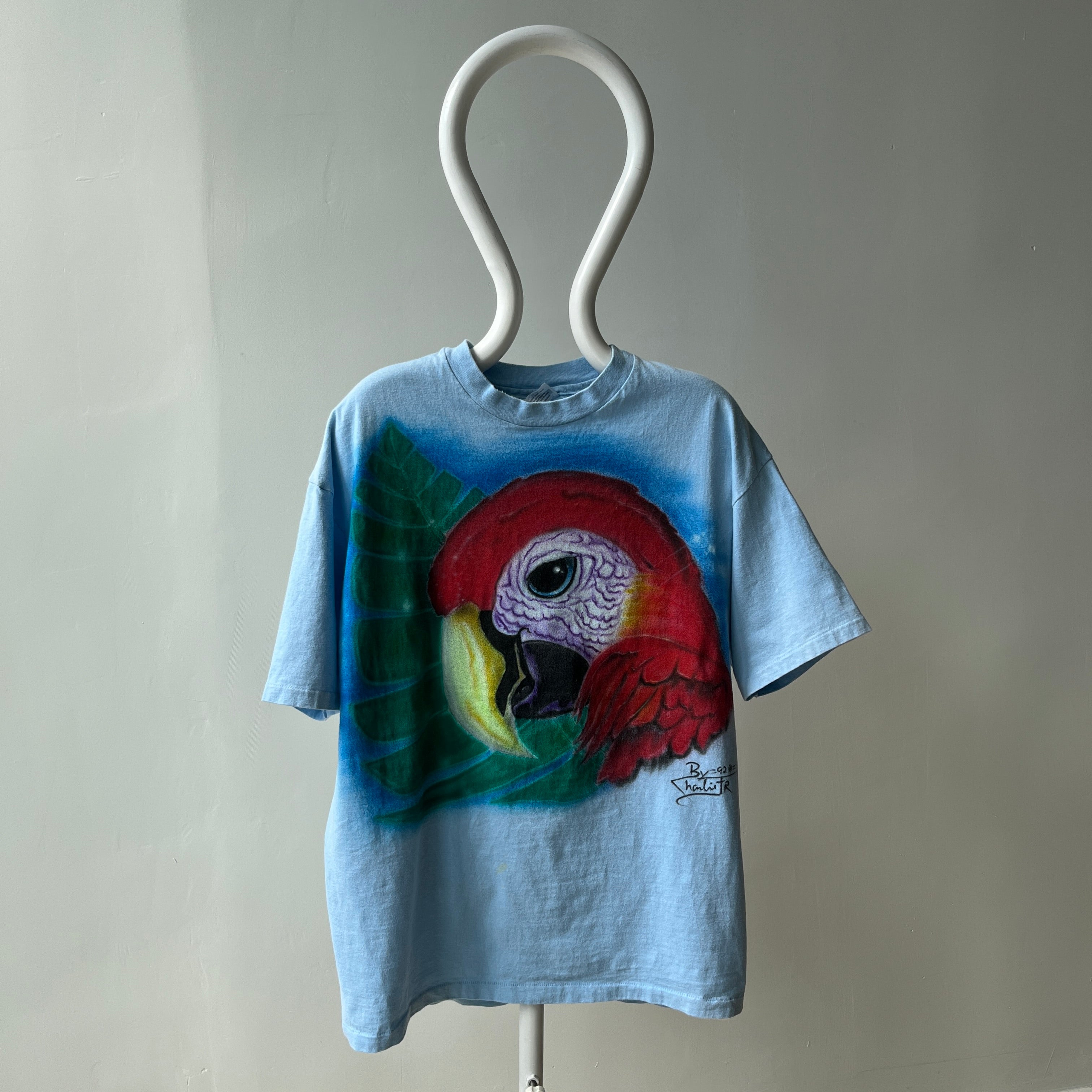 1992 Airbrushed Giant Parrot Head T-Shirt - YES PLEASE