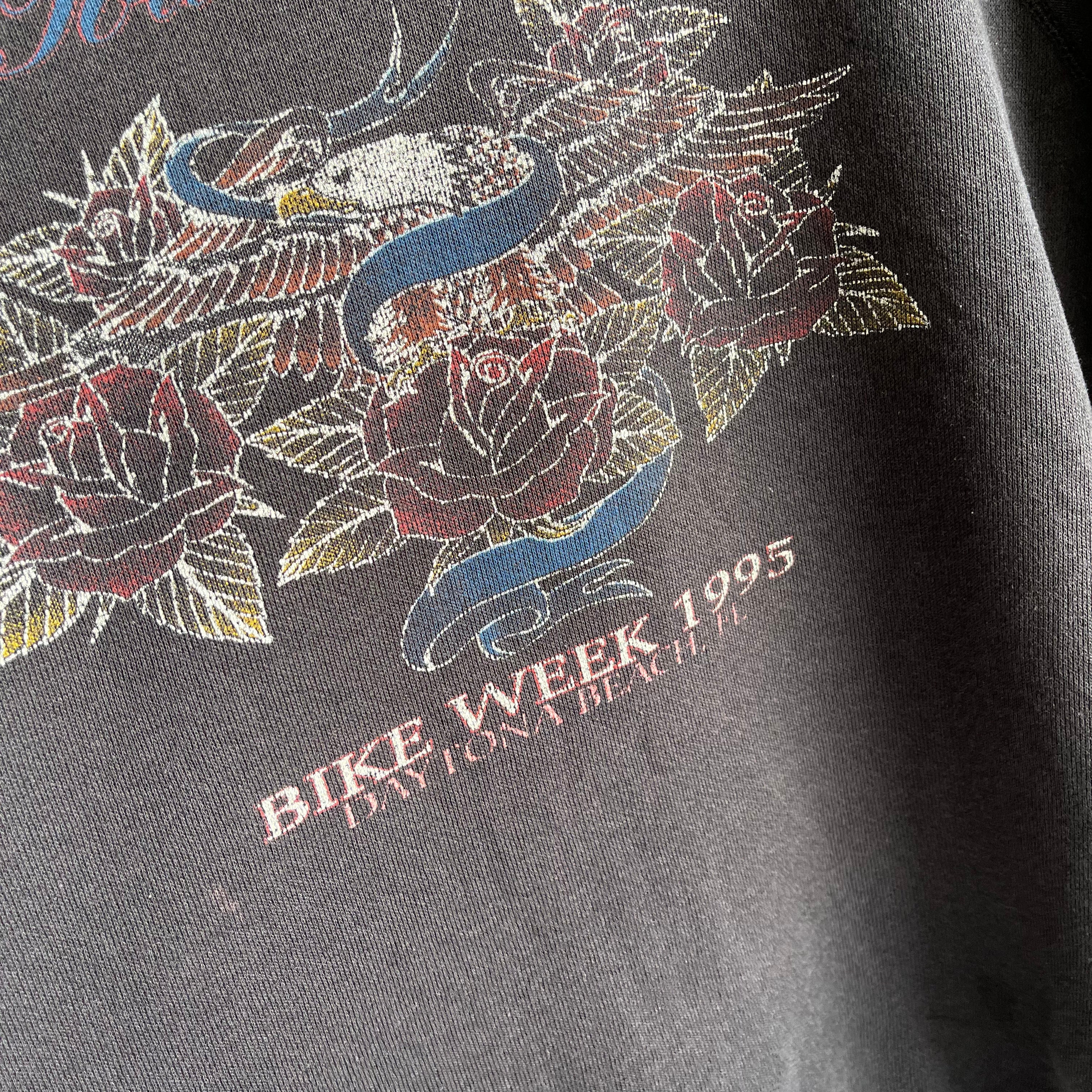 1995 Daytona Bike Week Faded Front and Back Sweatshirt