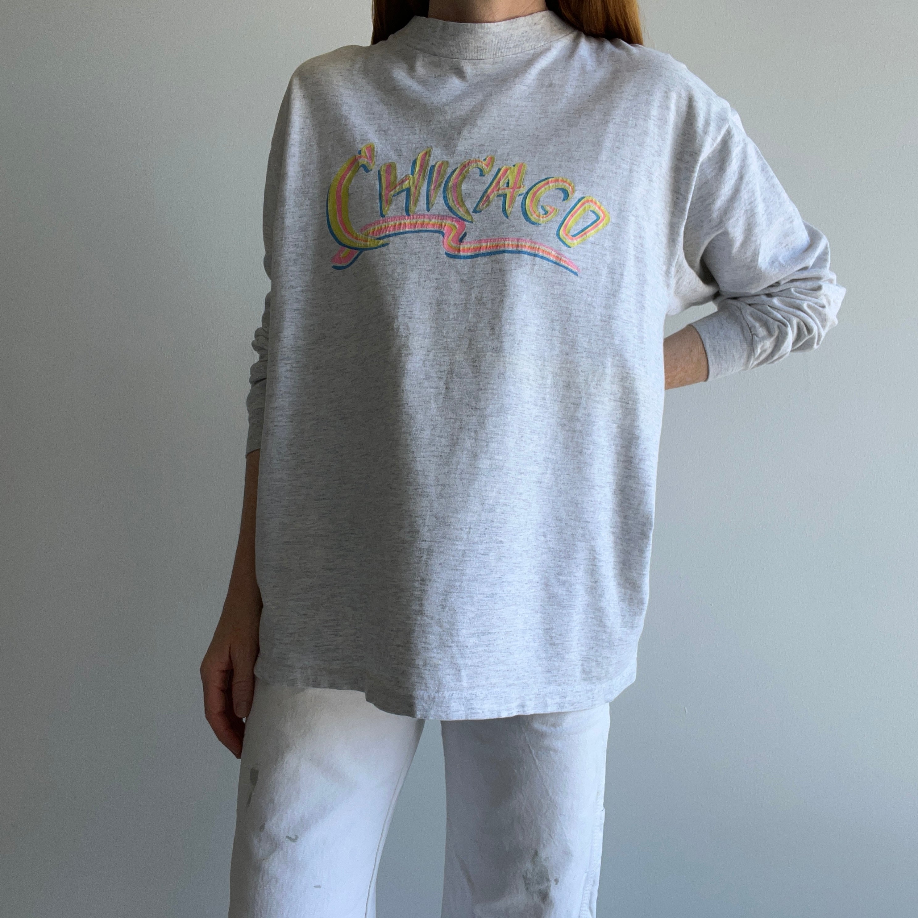 1980s Chicago Long Sleeve Cotton T-Shirt