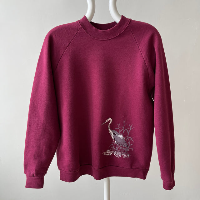 1980s Unique Egret  or Crane (?) Sweatshirt