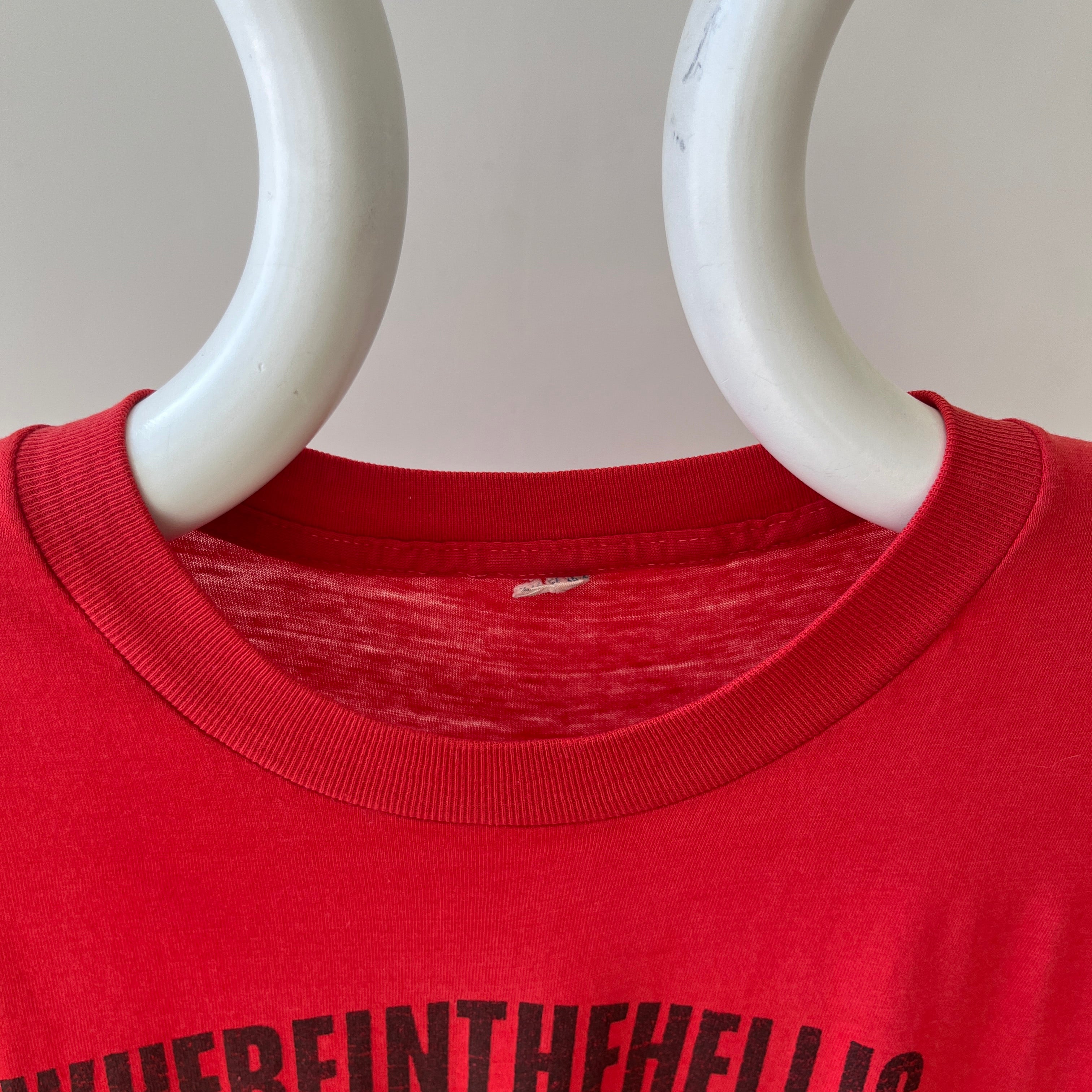 1980s Red Where The Hell Is Edna Texas T Shirt