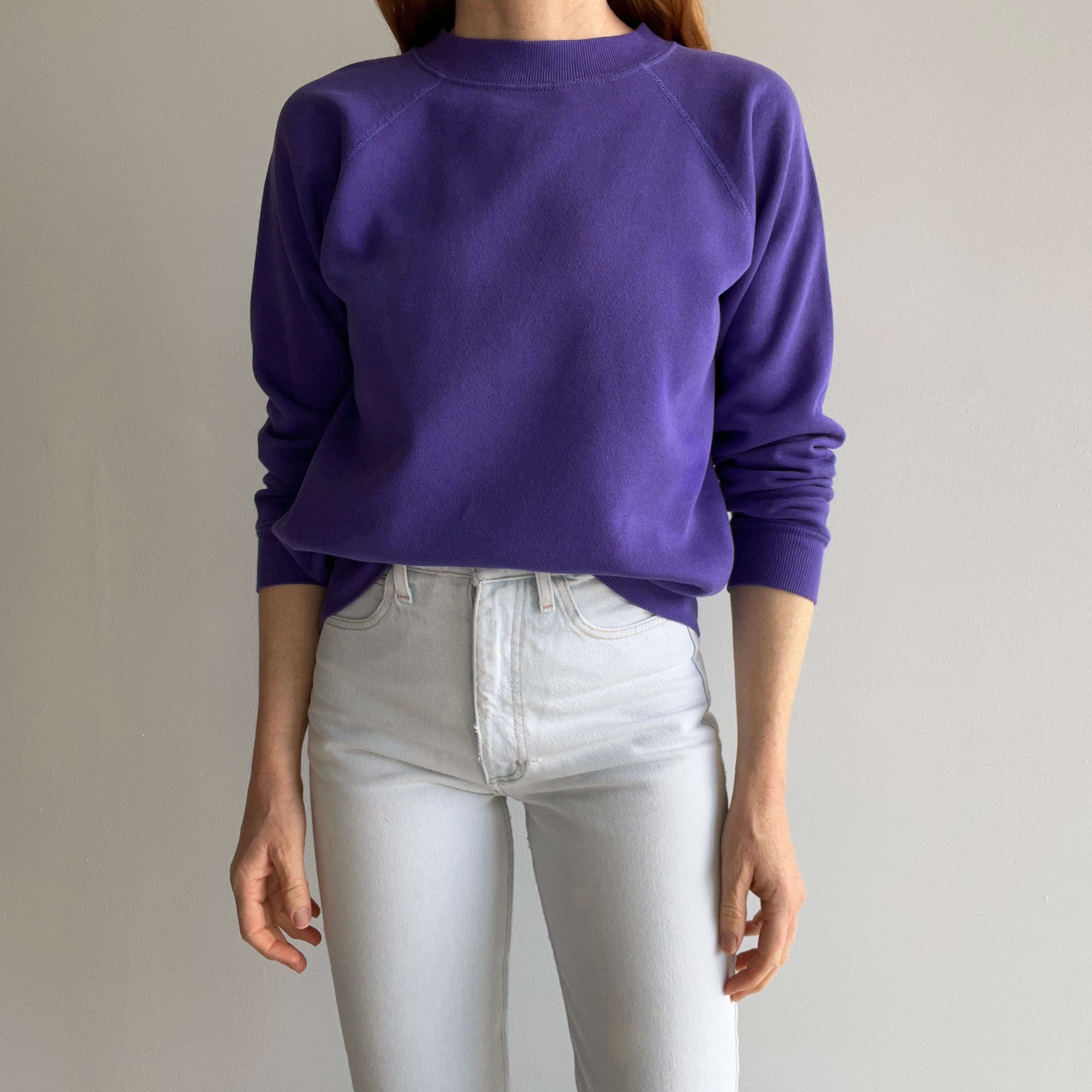 1980s Sweetest HHW Amethyst Purple Sweatshirt with Hand Stitched Initials 