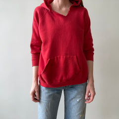 1970s Thrashed Red Raglan Hoodie