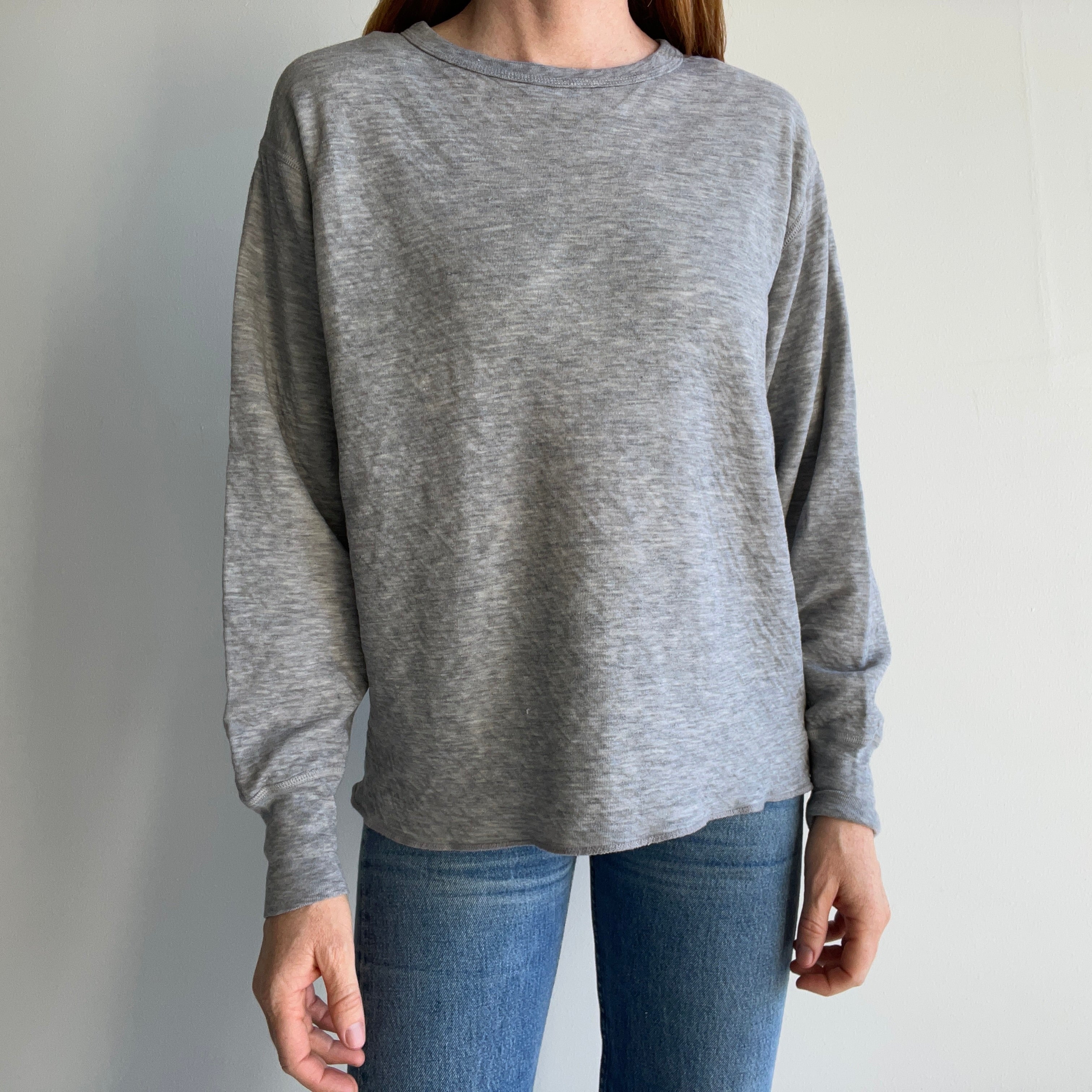 1970/80s Gray Double Lined Poly Long Sleeved Thermal