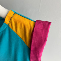 1980s Color Block Cap Sleeve Crop - WOWZA