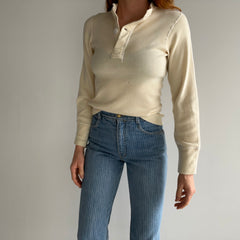 1980s Army Issued Ivory Henley Long Sleeve