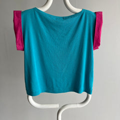 1980s Color Block Cap Sleeve Crop - WOWZA