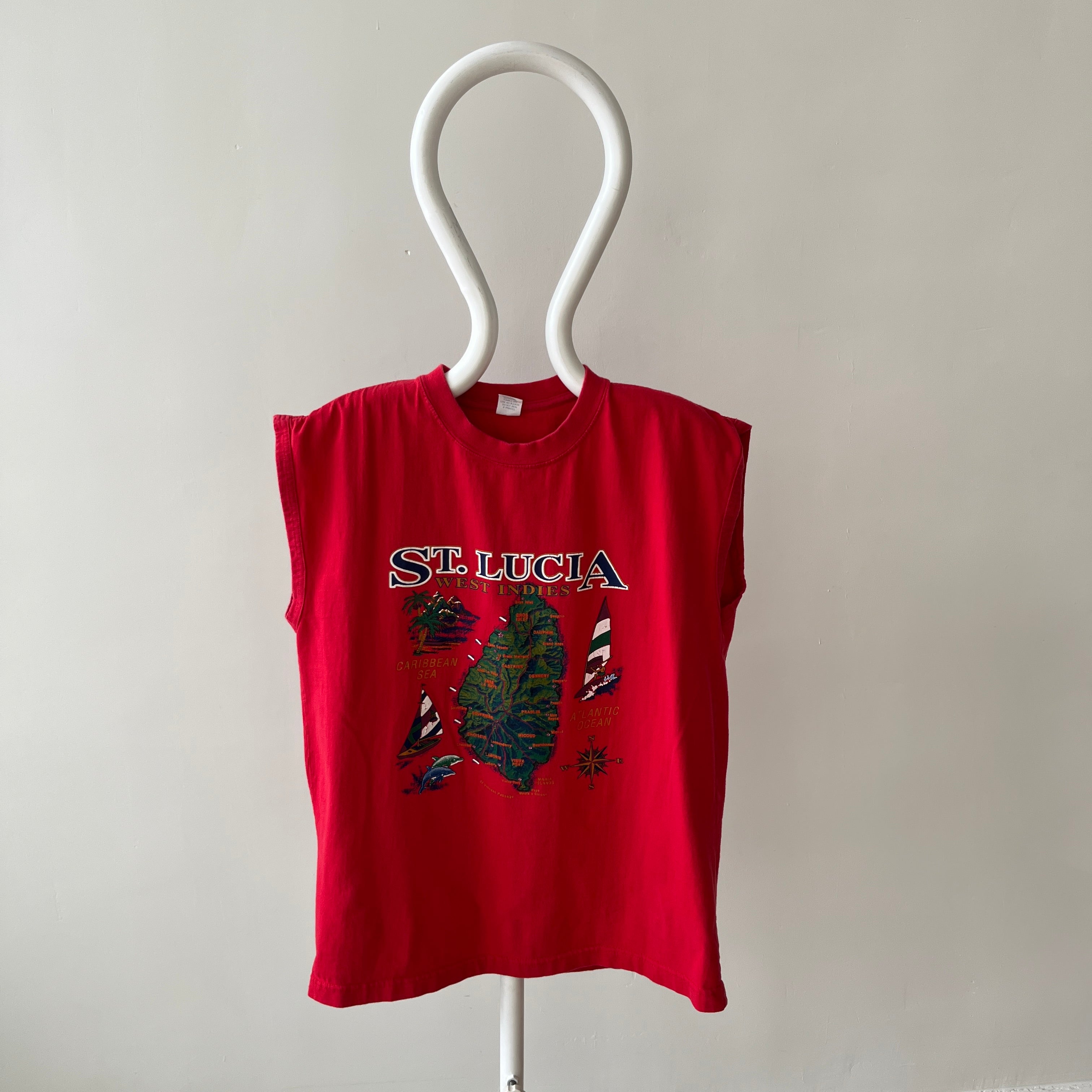 1990s St. Lucia Cotton Tourist Tank Top