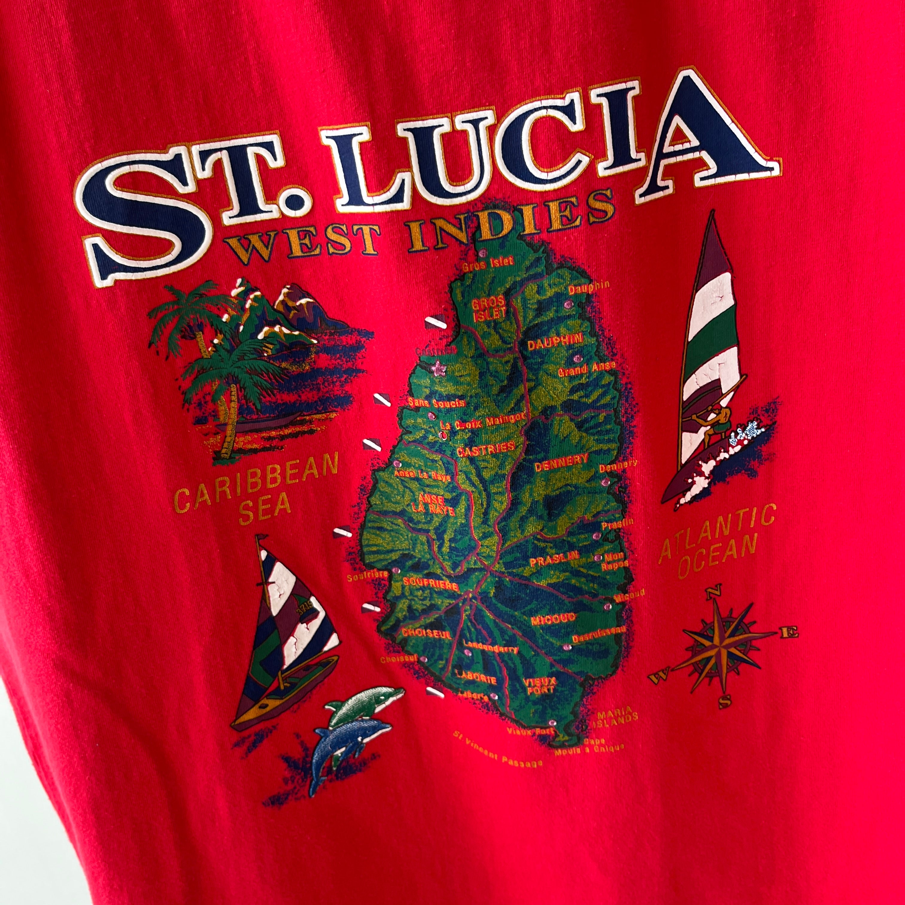 1990s St. Lucia Cotton Tourist Tank Top