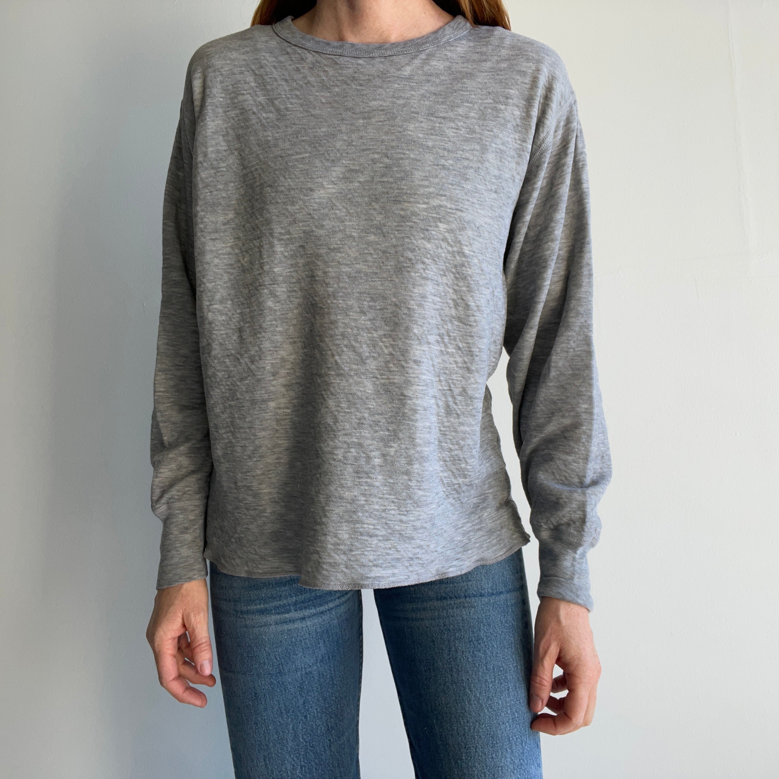 1970/80s Gray Double Lined Poly Long Sleeved Thermal