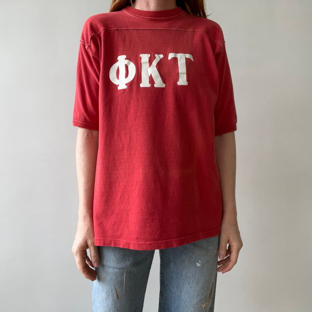 1960s/70s Red Football Style Sorority T Shirt