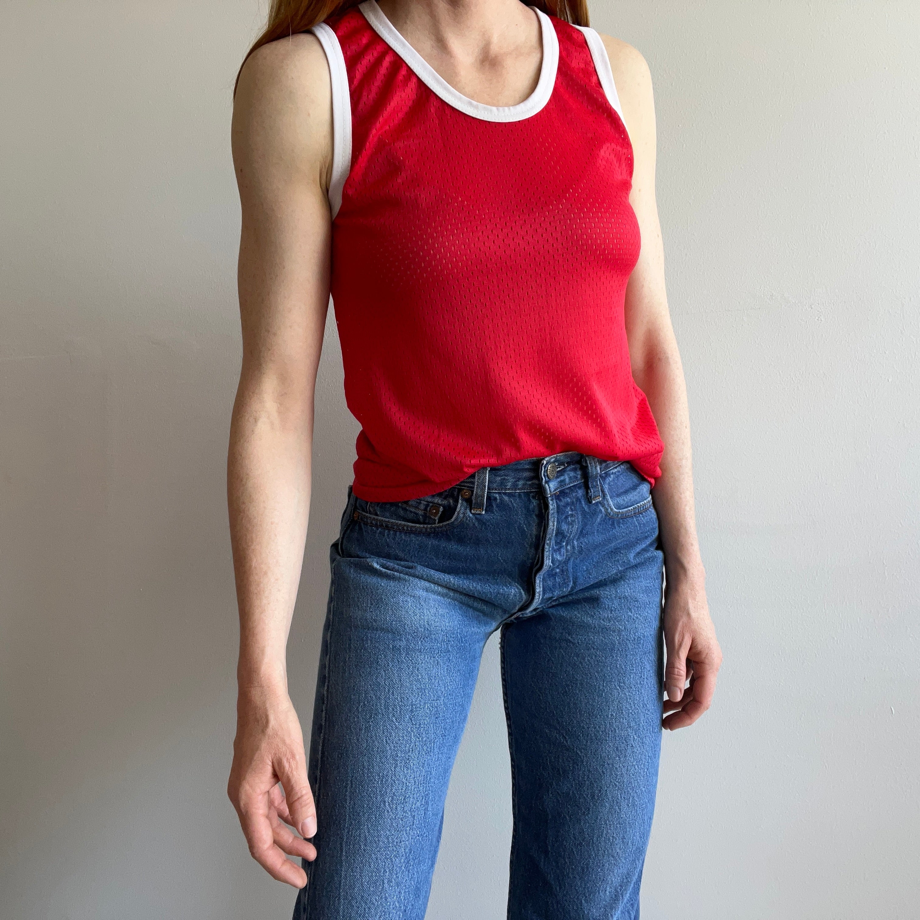 1970s Nylon Mesh Tank Top No. 12 on The Backside