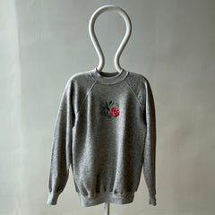 1980s Needlepoint DIY Rose Slouchy and Cozy Sweatshirt