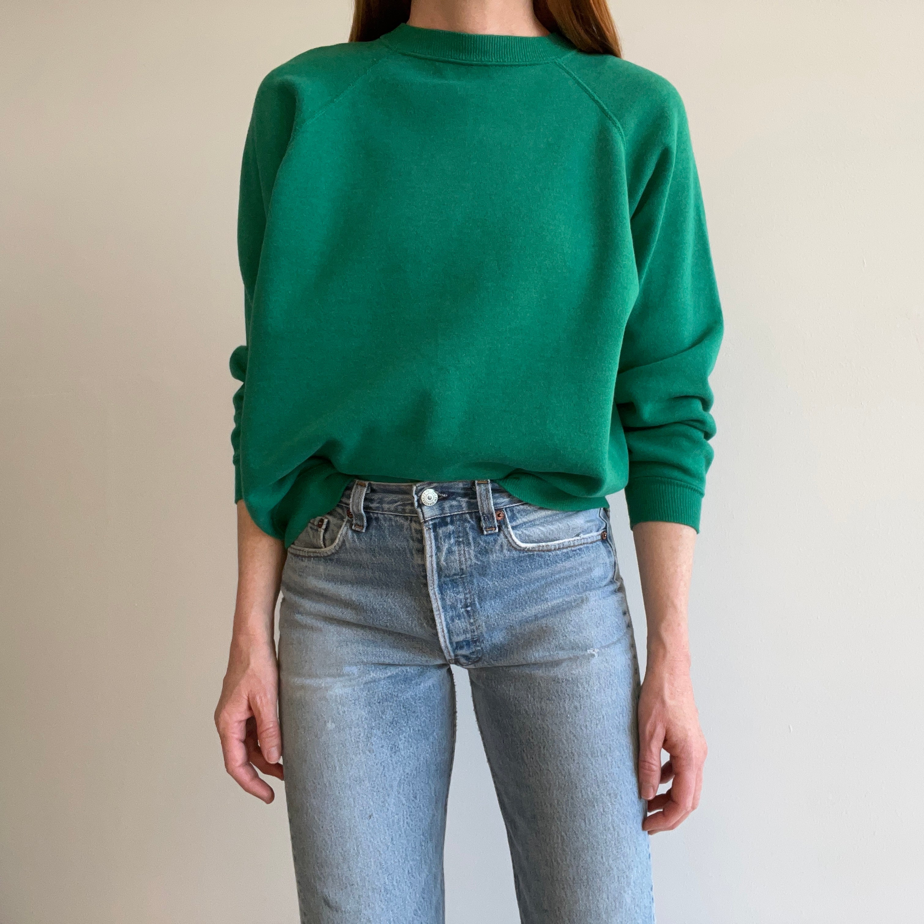 1980/90s HHW Faded Kelly Green Sweatshirt