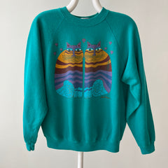 1980s Laurel Burch !!!! Twin Cats Sweatshirt