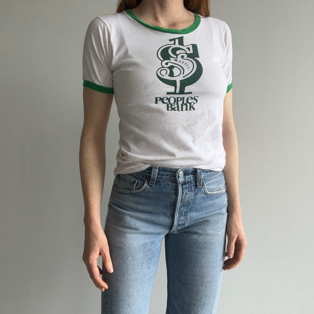 1970s People's Bank Super Stained (But in a Cool Way) Ring T-Shirt