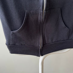 1980s Never (?) Barely Worn Black Zip Up Sweatshirt Vest