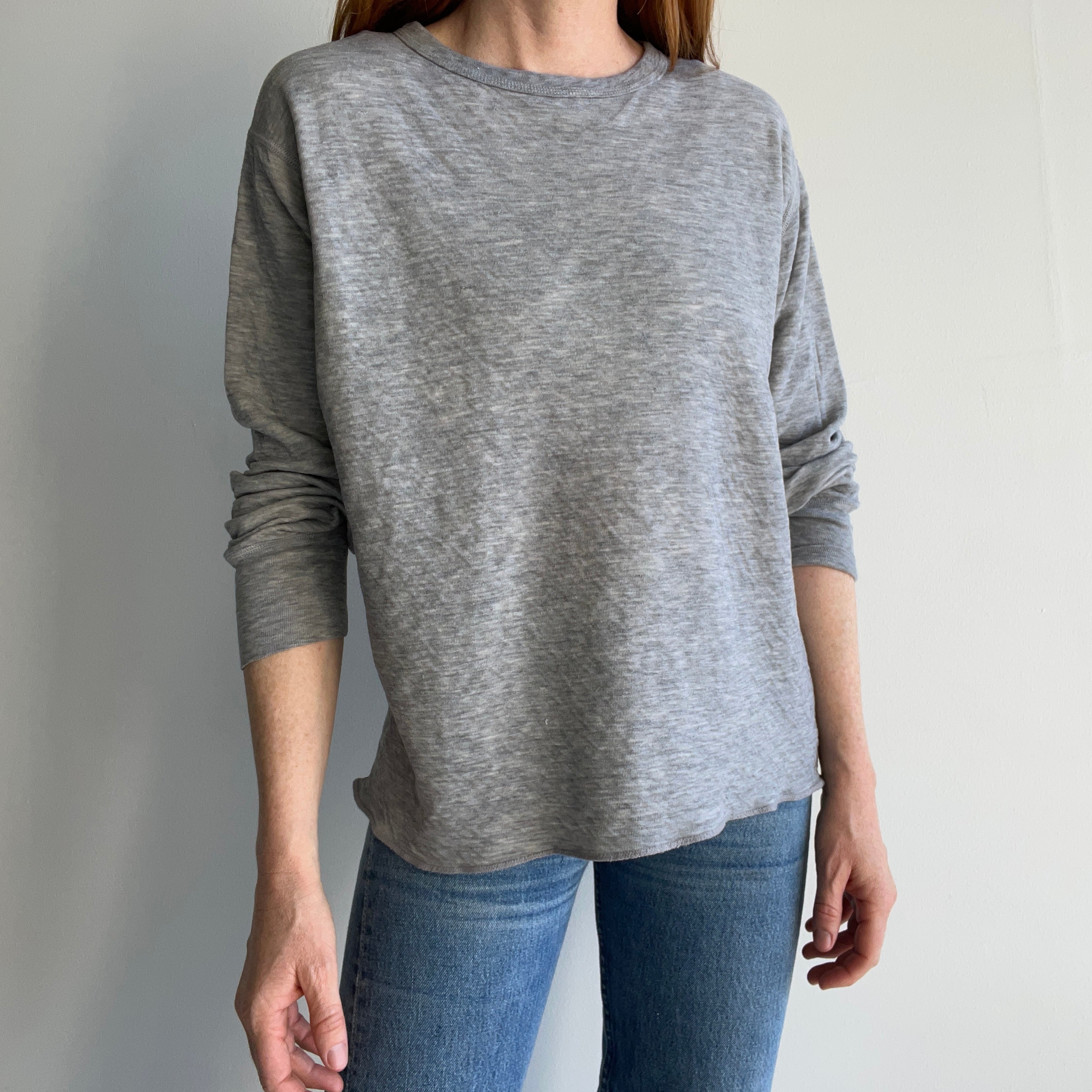 1970/80s Gray Double Lined Poly Long Sleeved Thermal