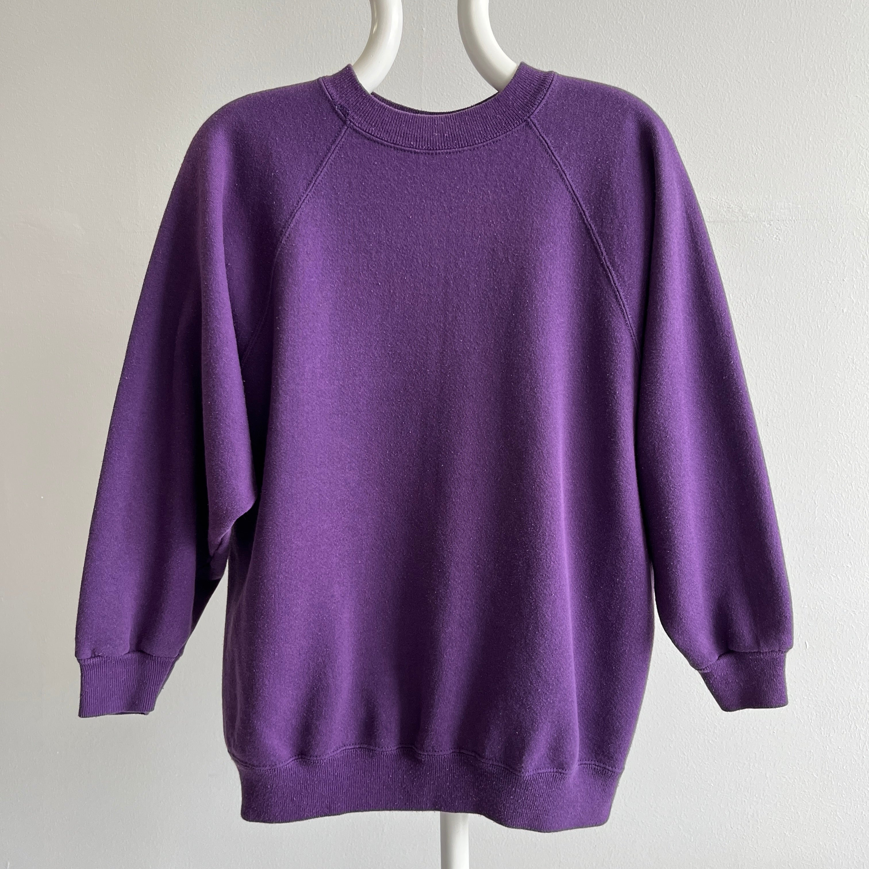 1980s Purple Sweatshirt with a Lovely Drop Pit