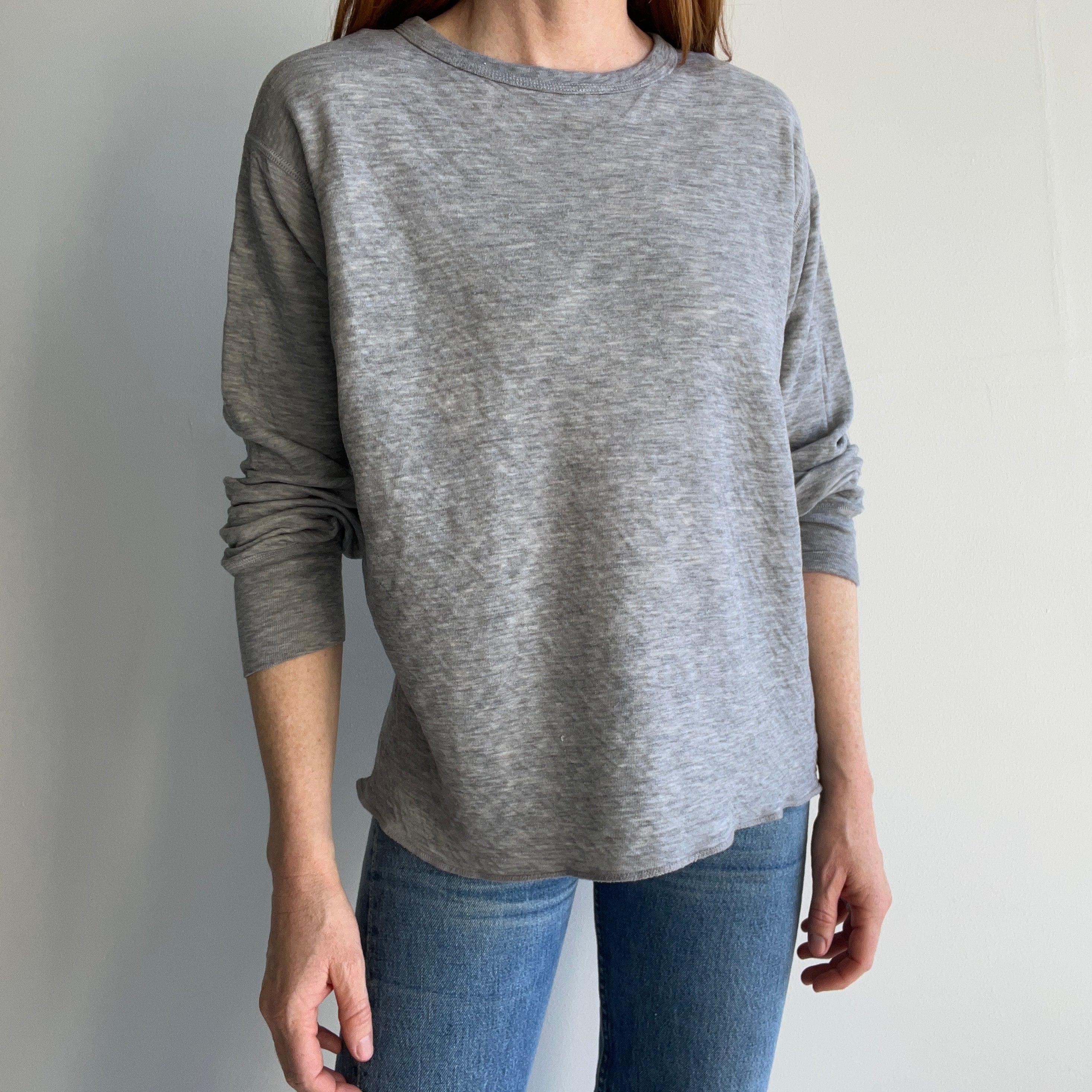 1970/80s Gray Double Lined Poly Long Sleeved Thermal